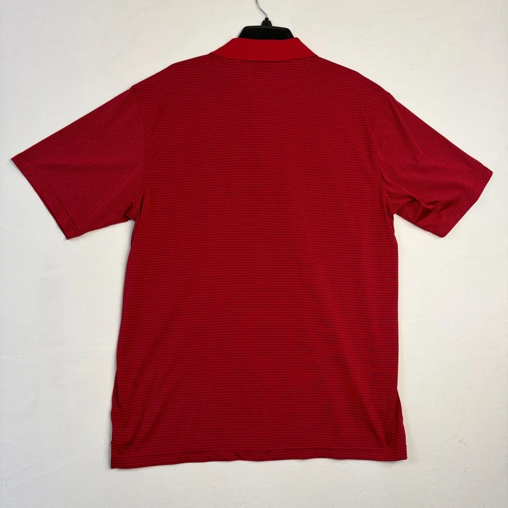 Masters Performance Mens Golf Polo Shirt Red Striped Logo Size Large - Picture 6 of 7
